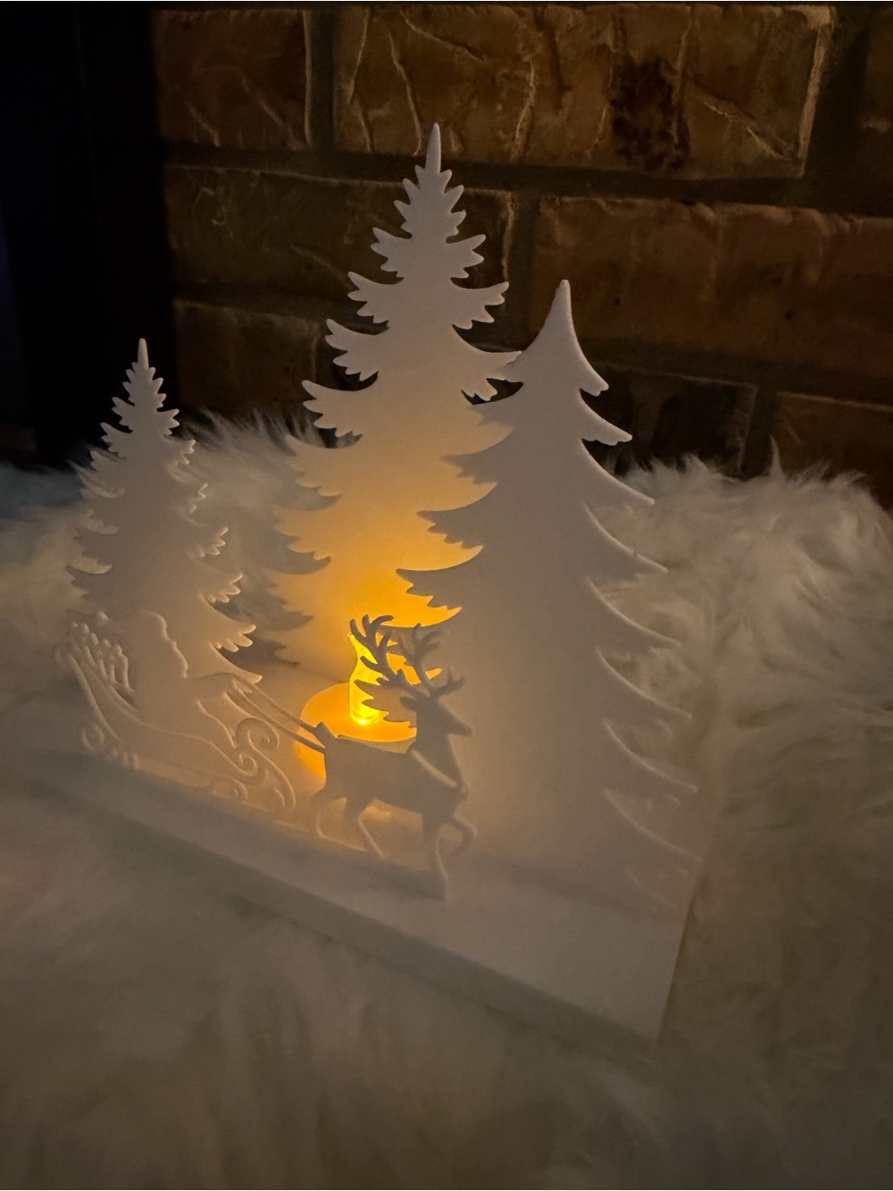 Hand Crafted 3D Printed White LED Forest Scene Holiday Décor NWOT - Picture 3 of 4